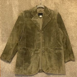 Terry Lewis olive green 100% suede leather jacket!!